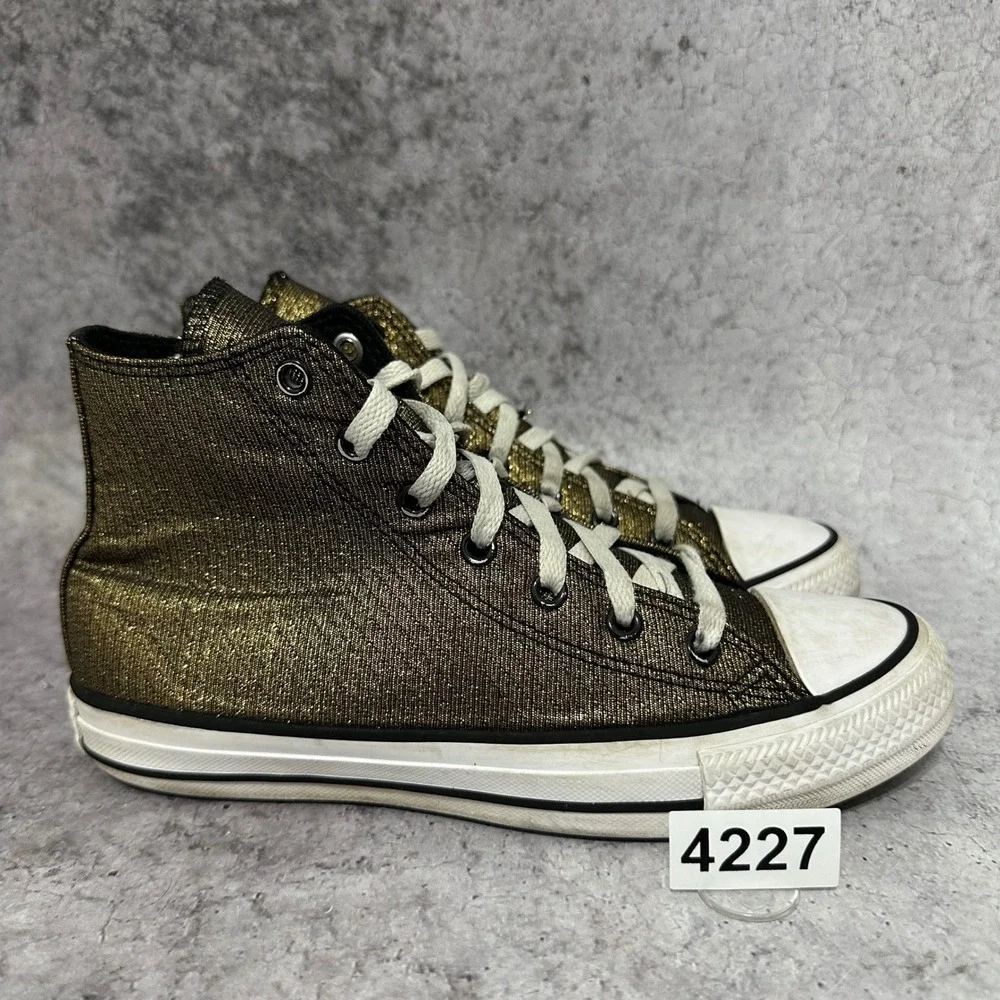 Converse Chuck Taylor All Star Kids Sz 5 Gold Sparkle High Top Sneakers A05388F